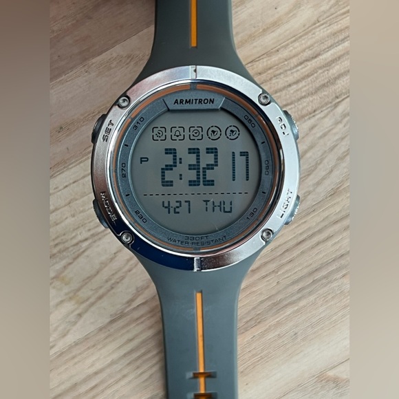 Armitron Sport Men’s Watch Digital Chronograph Orange and Gray Strap - Picture 3 of 13